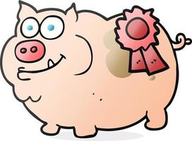 cartoon prize winning pig vector