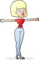 cartoon woman spreading arms vector