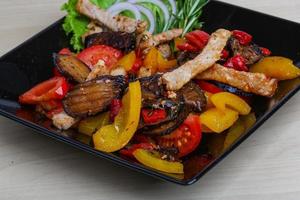 Fried pork with vegetables photo