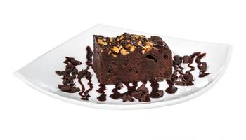 cake truffle with black chocolate sauce photo