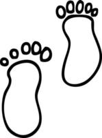 huellas de pies de dibujos animados en blanco y negro vector