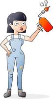 cartoon woman in dungarees vector