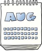 cartoon calendar showing month of august vector