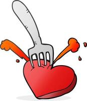 cartoon heart stabbed by fork vector