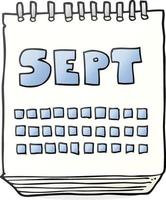 calendario de dibujos animados que muestra el mes de septiembre vector