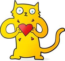 cartoon cat with love heart vector