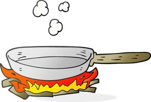 cartoon frying pan on fire vector