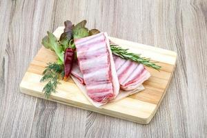 Raw lamb ribs photo