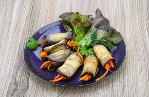 Eggplant rolls with carrot photo