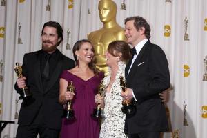 LOS ANGELES  27 - Christian Bale, Natalie Portman, Melissa Leo, Colin Firth in the Press Room at the 83rd Academy Awards at Kodak Theater, Hollywood and Highland on February 27, 2011 in Los Angeles, CA photo