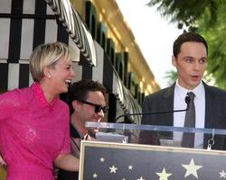 LOS ANGELES, OCT 29 - Kaley Cuoco, Jim Parsons at the Kaley Cuoco Honored With Star On The Hollywood Walk Of Fame at the Hollywood Blvd. on October 29, 2014 in Los Angeles, CA photo