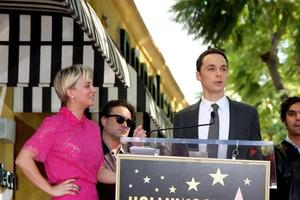 LOS ANGELES, OCT 29 - Kaley Cuoco, Jim Parsons at the Kaley Cuoco Honored With Star On The Hollywood Walk Of Fame at the Hollywood Blvd. on October 29, 2014 in Los Angeles, CA photo