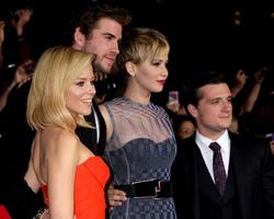 LOS ANGELES, NOV 18 - Elizabeth Banks, Liam Hemsworth, Jennifer Lawrence, Josh Hutcherson at the The Hunger Games - Catching Fire Premiere at Nokia Theater on November 18, 2013 in Los Angeles, CA photo