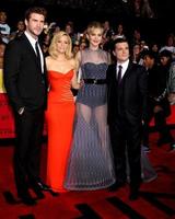 LOS ANGELES, NOV 18 - Liam Hemsworth, Elizabeth Banks, Jennifer Lawrence, Josh Hutcherson at the The Hunger Games - Catching Fire Premiere at Nokia Theater on November 18, 2013 in Los Angeles, CA photo