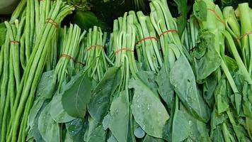 Fresh vegetables from the farm are sale at the market in Thailand. video