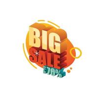 Lettering big sale up to 70 percent 3d design vector