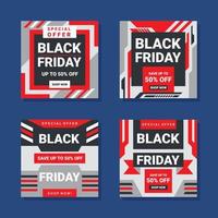 Set of Black Friday Sale Social Media Posts vector