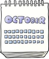 calendario de dibujos animados que muestra el mes de octubre vector