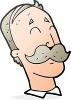 cartoon ageing man with mustache vector