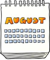 calendario de dibujos animados que muestra el mes de agosto vector