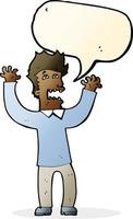 cartoon terrified man with speech bubble vector