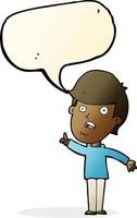 cartoon man asking question with speech bubble vector