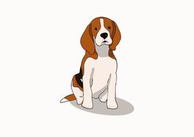 So Cute sitting beagle puppy. Flat dog vector illustration.