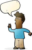 cartoon man signalling with hand with speech bubble vector