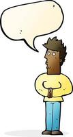 cartoon nervous man with speech bubble vector