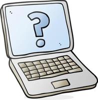 cartoon laptop computer with question mark vector