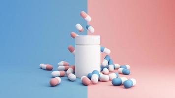 einfaches Erste-Hilfe-Set mit Medikamenten auf pastellfarbener 3D-Darstellung video