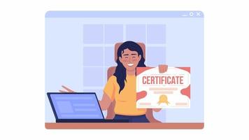 certificat en ligne isolé animé video