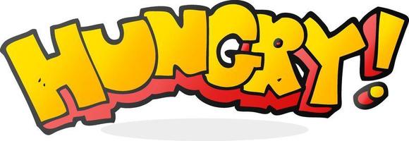 cartoon hungry text vector