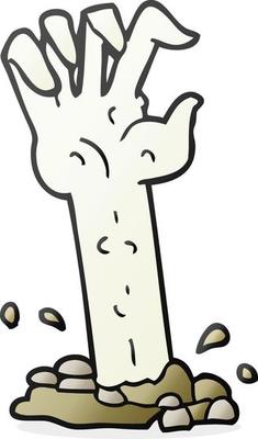 cartoon zombie hand rising from ground