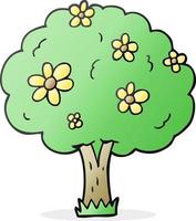 árbol de dibujos animados con flores vector