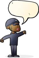 cartoon security guy with speech bubble vector