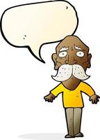 cartoon sad old man with speech bubble vector