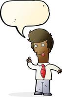 cartoon office man with crazy idea with speech bubble vector