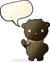 cartoon cute black bear with speech bubble vector