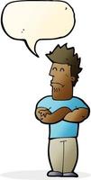 cartoon sulking man with speech bubble vector