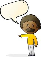 cartoon man with mustache pointing with speech bubble vector