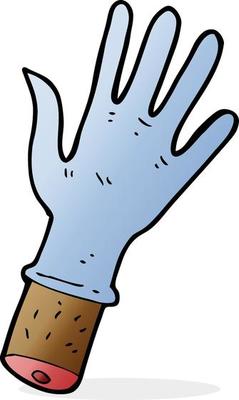 cartoon hand with rubber glove