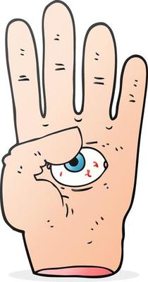 cartoon spooky hand with eyeball