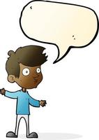 cartoon curious boy with speech bubble vector