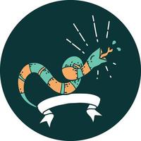 icon of tattoo style hissing snake vector