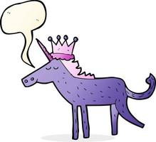 unicornio de dibujos animados con burbujas de discurso vector