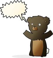 cute cartoon black bear with speech bubble vector