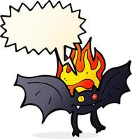 cartoon vampire bat with speech bubble vector