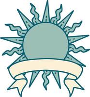 tattoo with banner of a sun vector