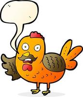 cartoon old rooster with speech bubble vector
